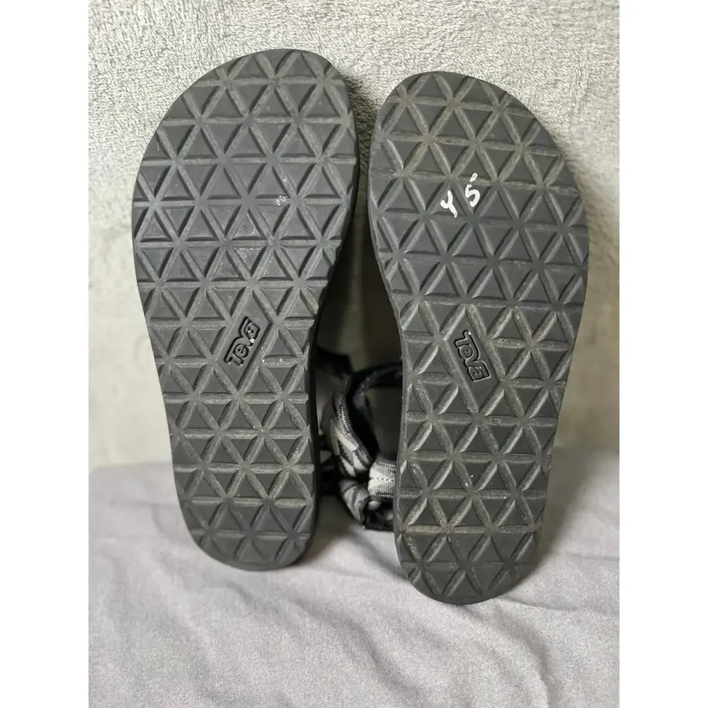 Teva Original Universal Sport Sandals Black Geometric Hook & Loop Outdoor Size 8
